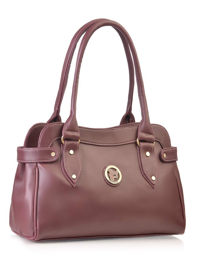 Fostelo Women's Teena Satchel Tote Handbag for Women | Ladies Purse | Stylish Shoulder Bag | Gift For Women | Maroon - Image 1